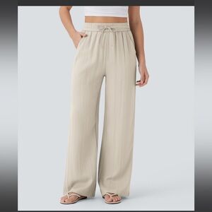 Halara High Waisted drawstring Side pocket wide leg casual pants size small